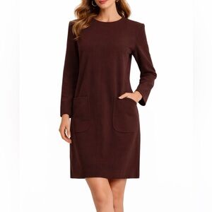 Chic Long Sleeve Brown Dress